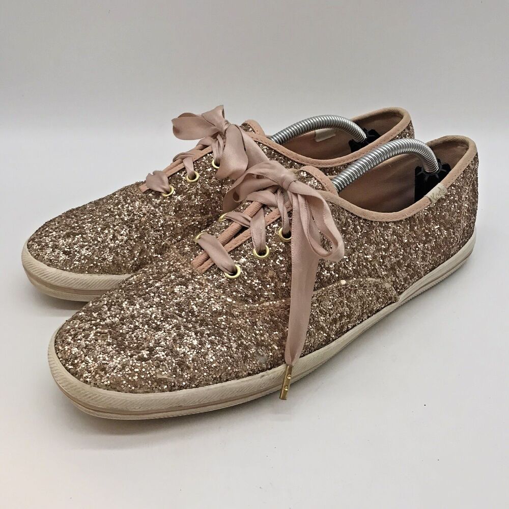 Keds for Kate Spade Champion Glitter Sneakers Women's 9 Pink Rose Gold Shoes